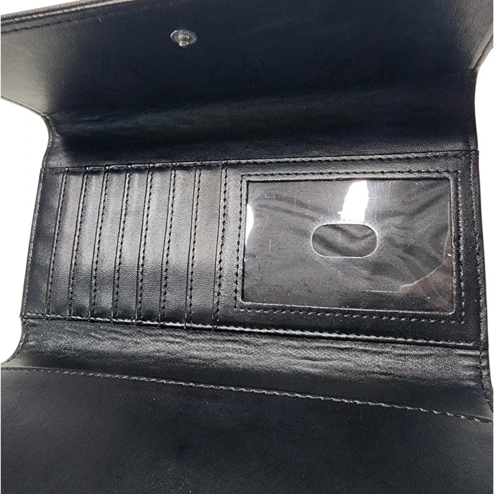 KUT from the Kloth Black White Striped Trifold Wallet ID Window Card Slots
